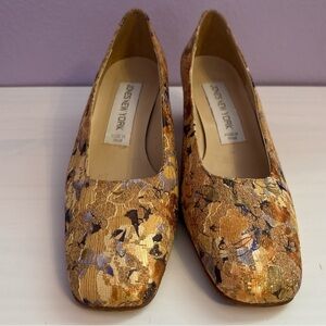 Jones New York 90s Vintage Floral Tapestry Heels - Gold and Sparkly